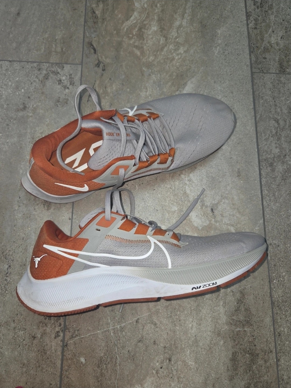 - Texas Nike Men's Running Shoes - Light Gray & Rust Orange